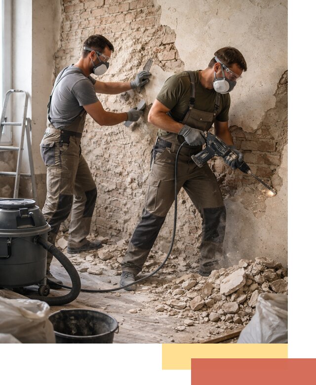 Демонтаж штукатурки со стен в Кумертау быстро и аккуратно