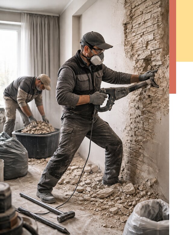 Демонтаж декоративного камня в Кумертау от 1480 руб/м² — быстро и недорого | ОТДЕЛОЧНИК-Кра