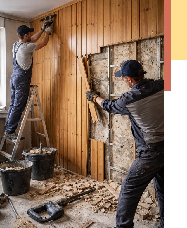 Демонтаж вагонки со стен в Кумертау от 1480 руб. — снятие, удаление, срочно | ОТДЕЛОЧНИК-Кра