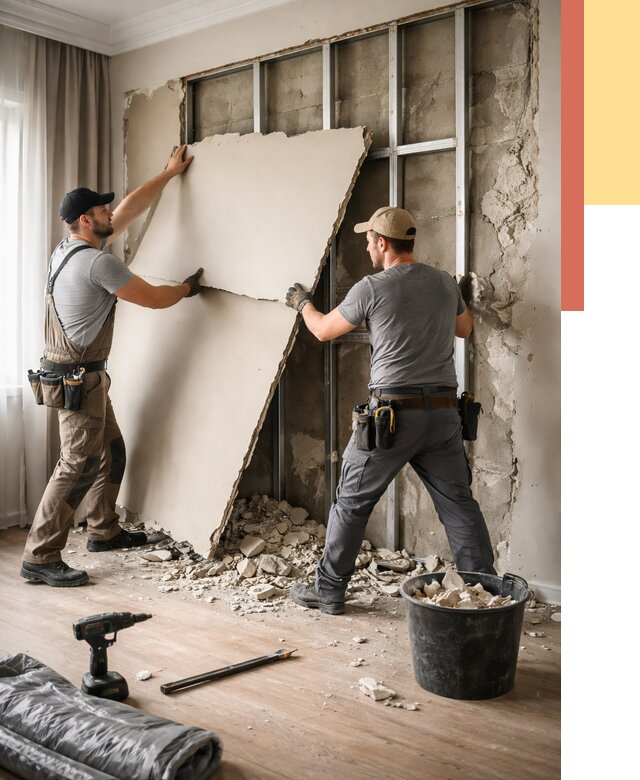 Демонтаж гипсокартона со стен в Кумертау от 357 руб. — услуги демонтажа | ОТДЕЛОЧНИК-Кра