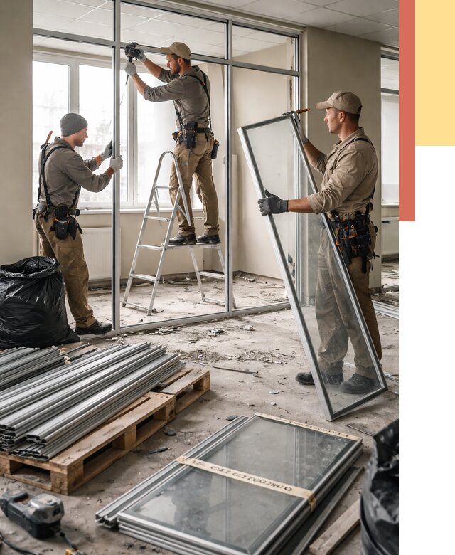 Демонтаж алюминиевых перегородок в Кумертау от 4288 руб. — быстро и недорого | ОТДЕЛОЧНИК-Кра