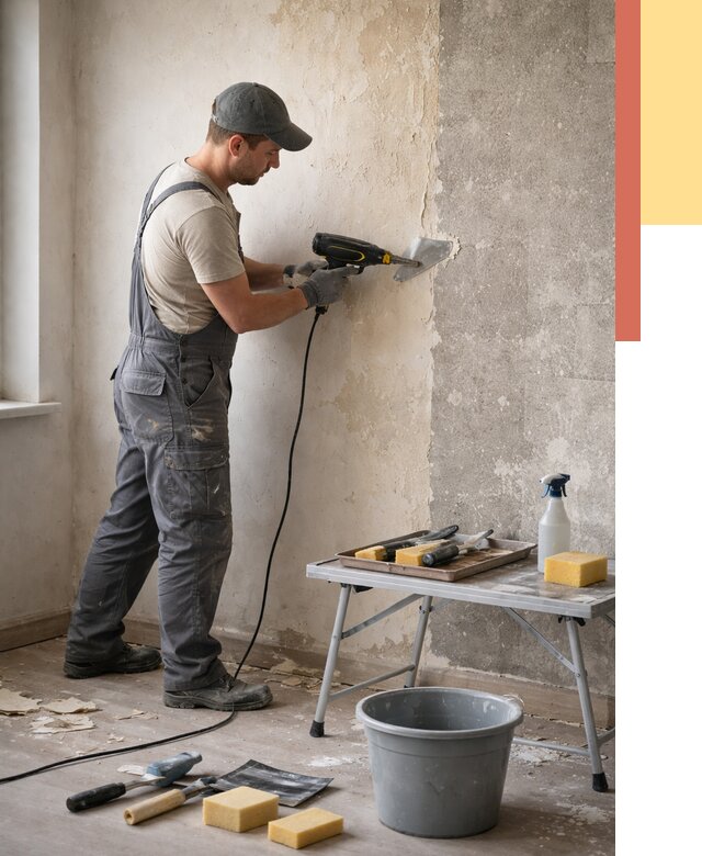 Очистка стен от клея в Кумертау от 1889 руб. — снятие и удаление клея со стен | ОТДЕЛОЧНИК-Кра