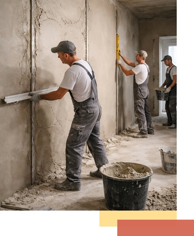 Штукатурка стен по маякам в Кумертау — точная и ровная поверхность