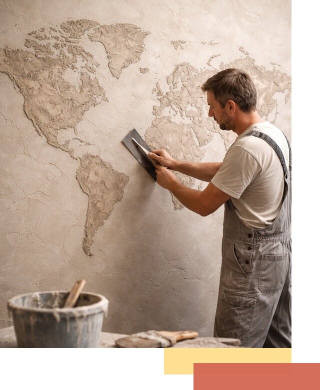 Декоративная штукатурка «Карта мира» под ключ в Кумертау