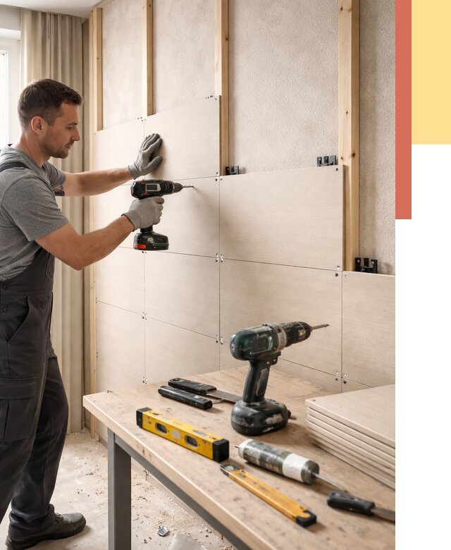 Монтаж МДФ панелей на стены в Кумертау от 1276 руб. под ключ | ОТДЕЛОЧНИК-Кра