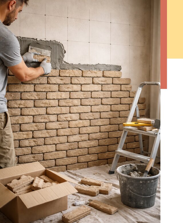 Монтаж декоративного кирпича в Кумертау от 3267 руб./м² — быстро и недорого | ОТДЕЛОЧНИК-Кра