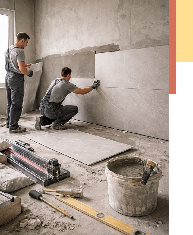 Облицовка стен керамогранитом в Кумертау от 4288 руб./м² — услуги под ключ | ОТДЕЛОЧНИК-Кра