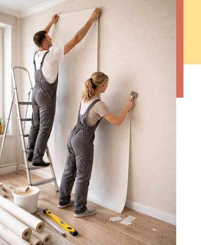 Поклейка флизелиновых обоев в Кумертау от 6125 руб. | Быстро и недорого — ОТДЕЛОЧНИК-Кра