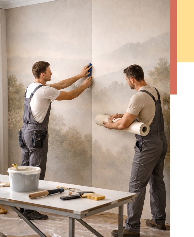 Поклейка фотообоев в Кумертау от 8678 руб/м² — быстро и недорого | ОТДЕЛОЧНИК-Кра