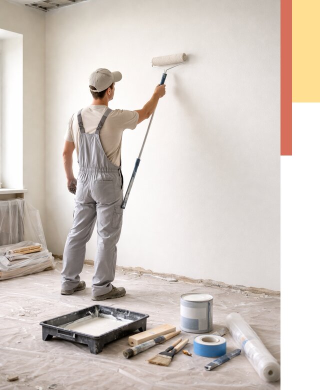 Покраска стен водоэмульсионной краской в Кумертау от 459 руб. за м² | ОТДЕЛОЧНИК-Кра