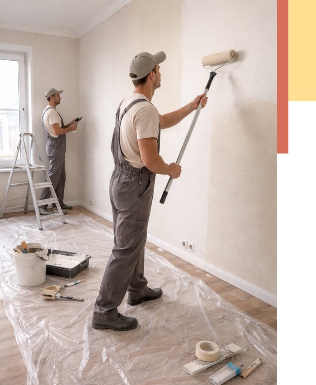 Покраска стен акриловой краской в Кумертау от 3573 руб./м² — быстро и недорого | ОТДЕЛОЧНИК-Кра