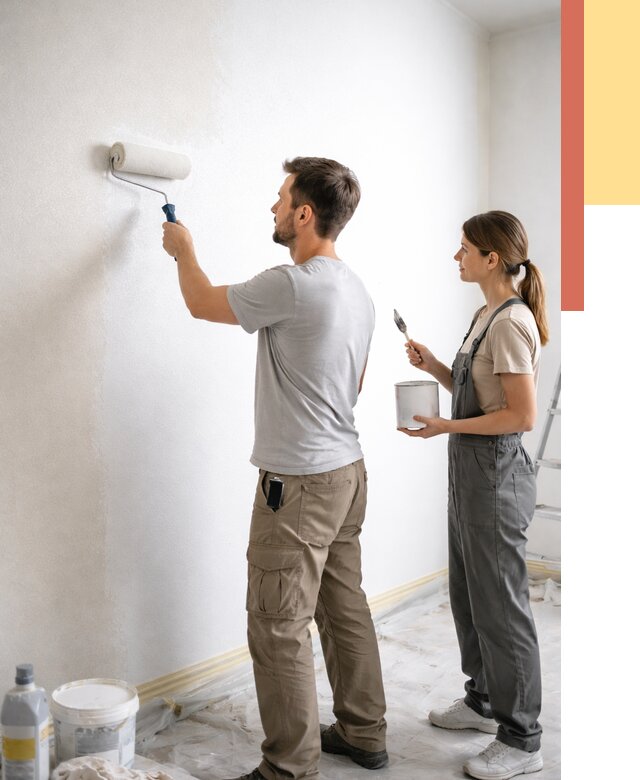 Окраска стен по стеклохолсту в Кумертау от 4594 руб/м² под ключ | ОТДЕЛОЧНИК-Кра