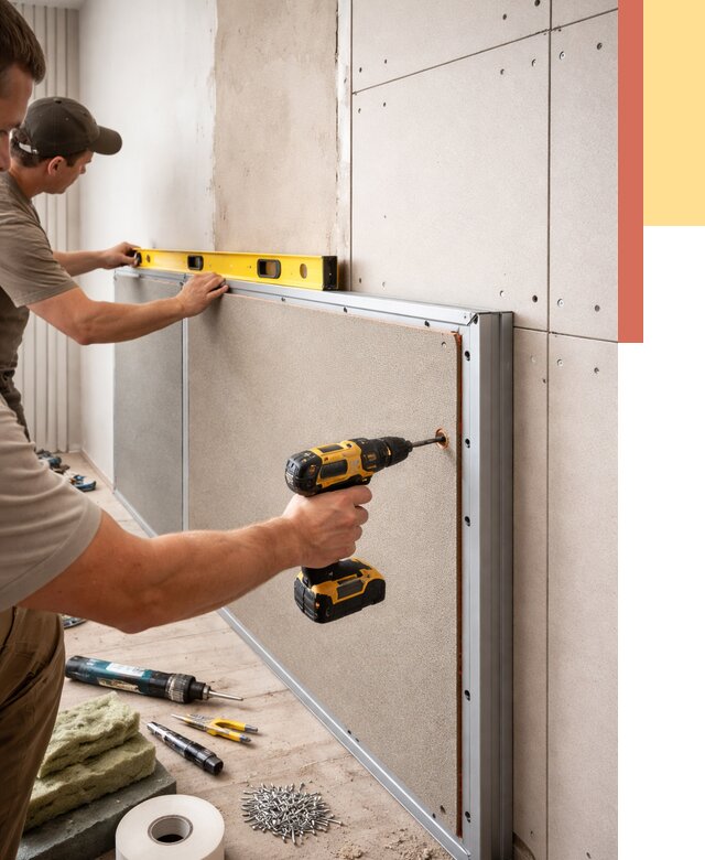 Шумоизоляция стен панелями ЗИПС в Кумертау от 2246 руб./м² под ключ | ОТДЕЛОЧНИК-Кра