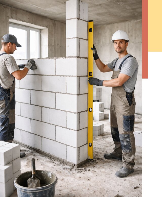 Кладка перегородок из пеноблока в Кумертау от 1838 руб. под ключ | ОТДЕЛОЧНИК-Кра