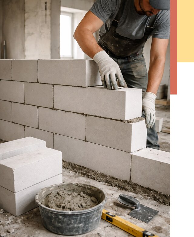 Кладка перегородок из силикатного блока в Кумертау от 4084 руб. под ключ | ОТДЕЛОЧНИК-Кра