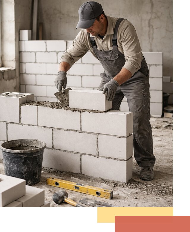 Кладка перегородок из силикатного блока в Кумертау