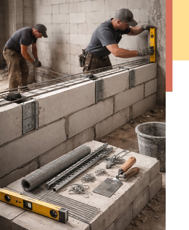 Армирование кладки перегородок в Кумертау от 766 руб. под ключ | ОТДЕЛОЧНИК-Кра