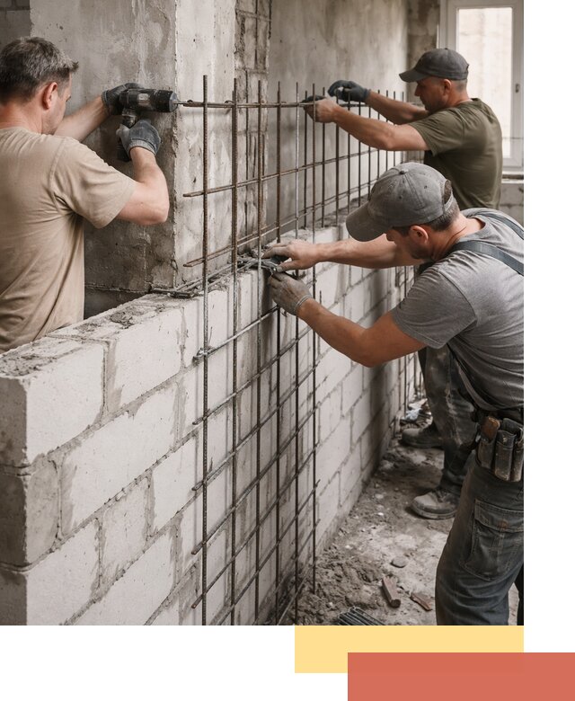 Армирование кладки перегородок в Кумертау профессионально и надёжно