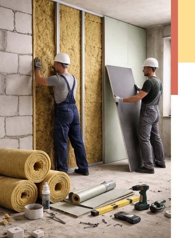 Шумоизоляция перегородок из блоков в Кумертау от 1889 руб./м² — быстро и недорого | ОТДЕЛОЧНИК-Кра