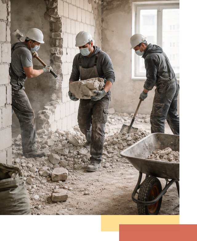 Демонтаж блочных перегородок в Кумертау быстро и аккуратно