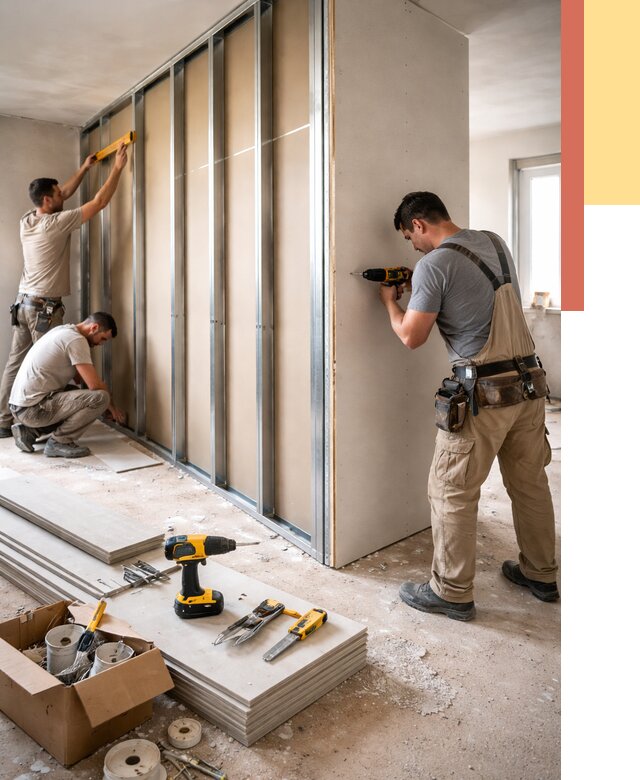 Монтаж однослойной перегородки из гипсокартона в Кумертау от 664 руб. | ОТДЕЛОЧНИК-Кра