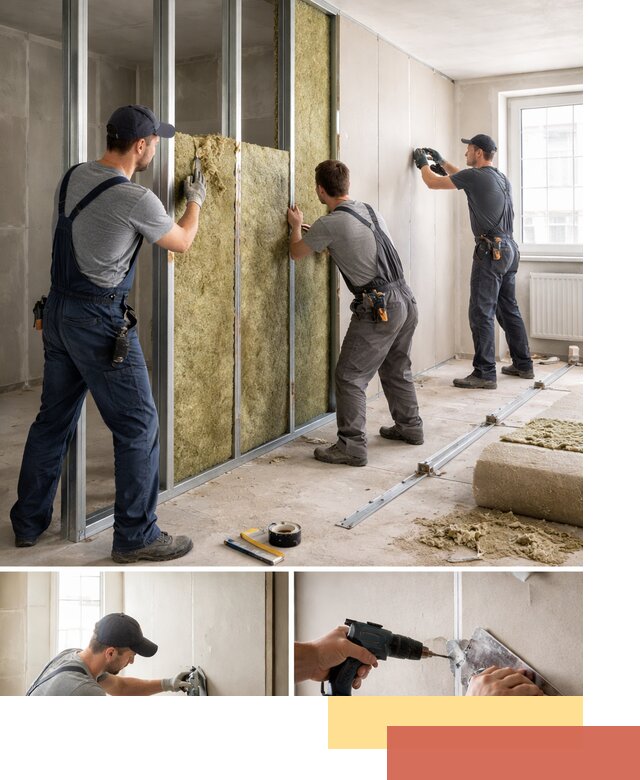 Перегородка из гипсокартона с шумоизоляцией в Кумертау — монтаж под ключ