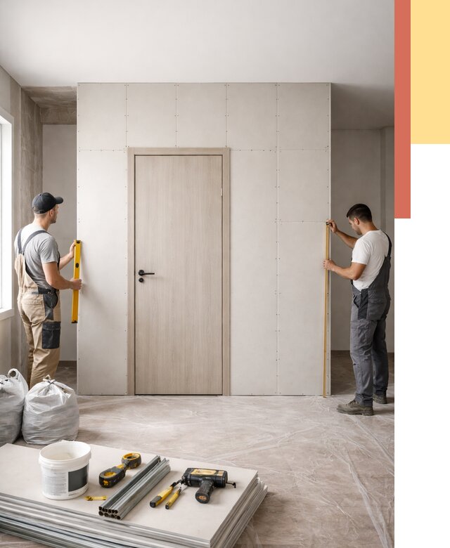 Перегородка из гипсокартона с дверью в Кумертау от 4594 руб. под ключ | ОТДЕЛОЧНИК-Кра