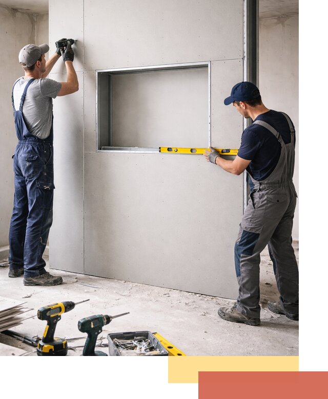 Перегородка из гипсокартона с нишей под декор в Кумертау