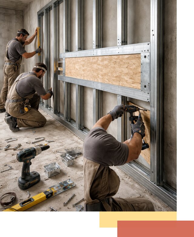 Усиленная перегородка для крепления тяжёлых конструкций в Кумертау