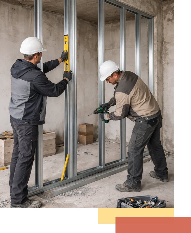 Монтаж каркаса перегородки из профиля в Кумертау