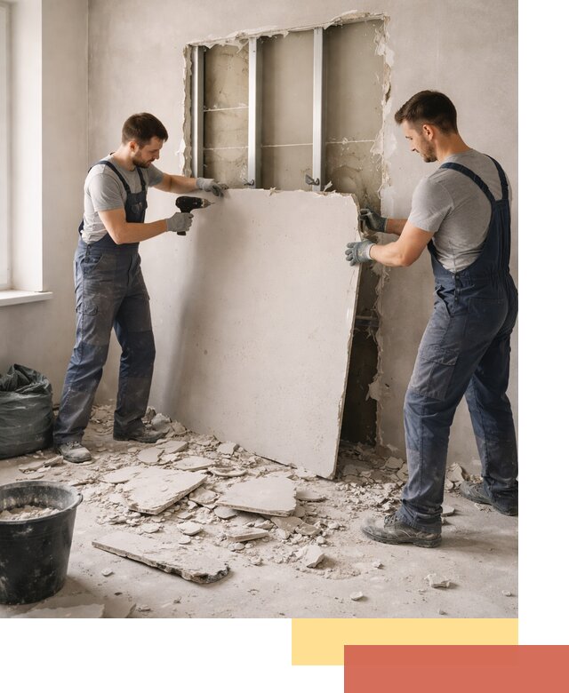 Демонтаж перегородки из гипсокартона в Кумертау быстрый и аккуратный