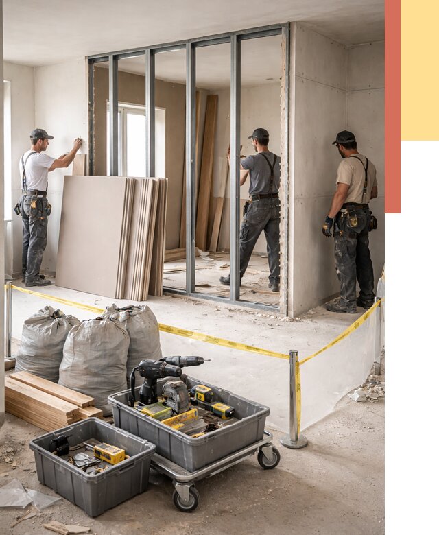 Перенос гипсокартонной перегородки в Кумертау под ключ от 4594 руб. | Демонтаж и монтаж – ОТДЕЛОЧНИК-Кра