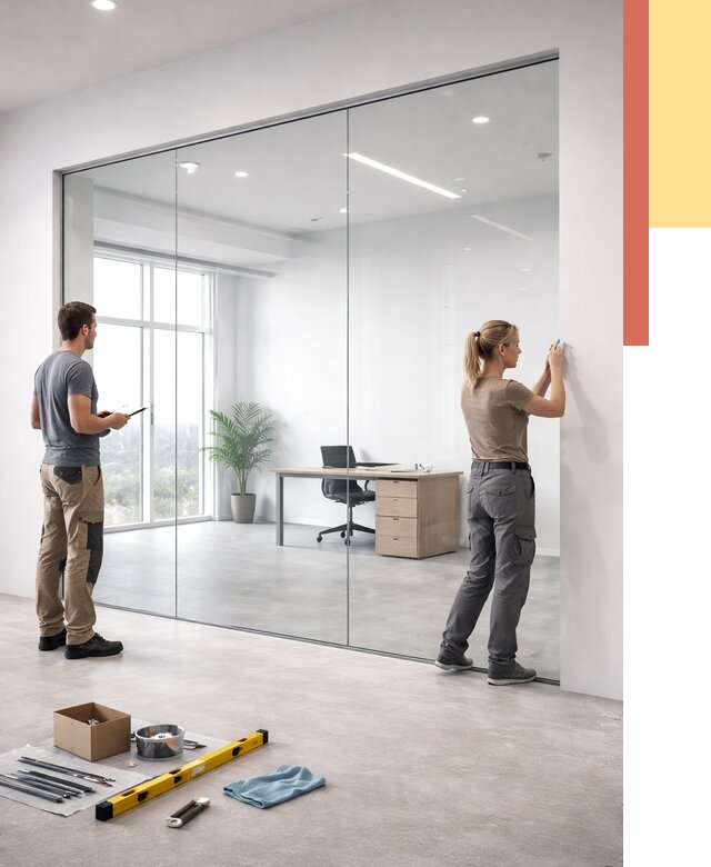 Перегородки из закаленного стекла в Кумертау от 9699 руб. под ключ | ОТДЕЛОЧНИК-Кра