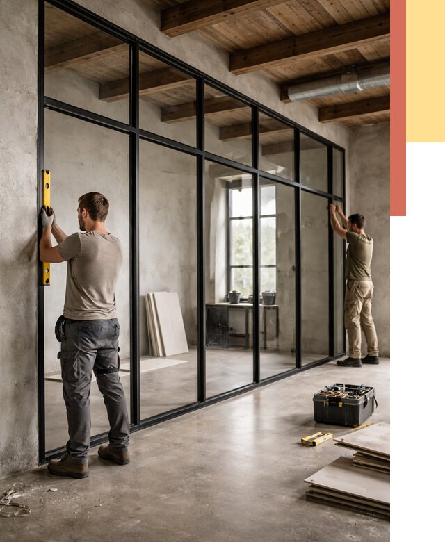 Стеклянные перегородки лофт в Кумертау от 10719 руб. под ключ | ОТДЕЛОЧНИК-Кра