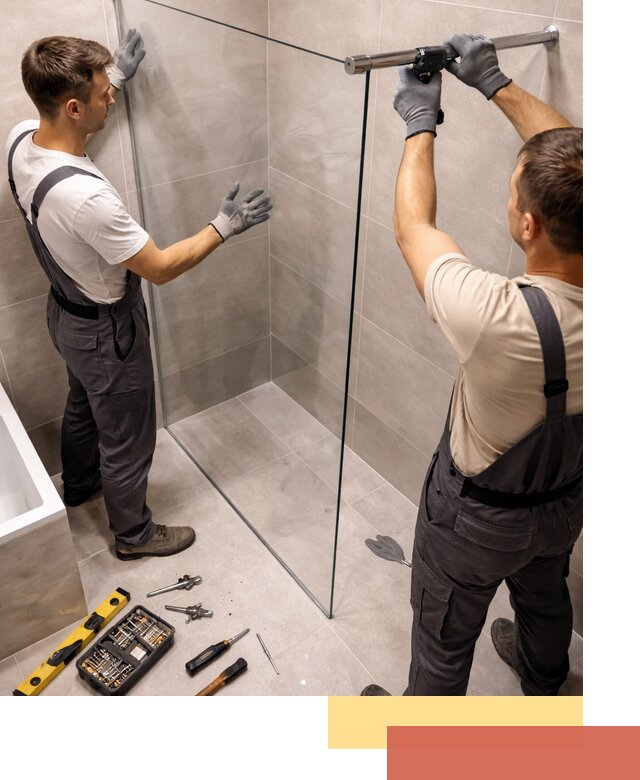 Стеклянные перегородки для душа в Кумертау — изготовление и монтаж