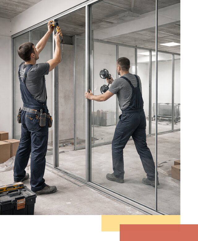 Алюминиевые перегородки со стеклом в Кумертау — изготовление и монтаж