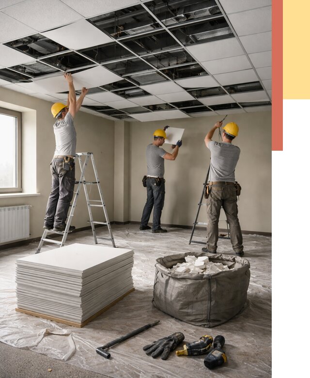 Демонтаж потолка Армстронг в Кумертау от 4594 руб. быстро и недорого | ОТДЕЛОЧНИК-Кра