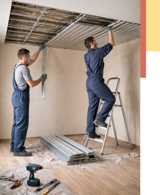 Демонтаж реечного потолка в Кумертау от 4594 руб. быстро и недорого | ОТДЕЛОЧНИК-Кра