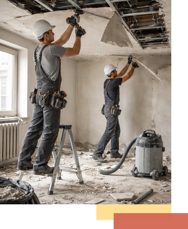 Демонтаж гипсокартонного потолка в Кумертау быстро и аккуратно