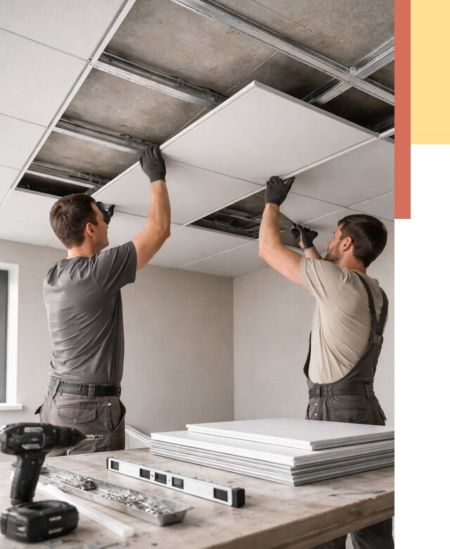 Монтаж кассетного потолка в Кумертау от 4594 руб/м2 — установка и сборка | ОТДЕЛОЧНИК-Кра