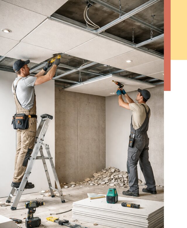 Монтаж акустического потолка в Кумертау от 6636 руб/м2 — быстро и недорого | ОТДЕЛОЧНИК-Кра