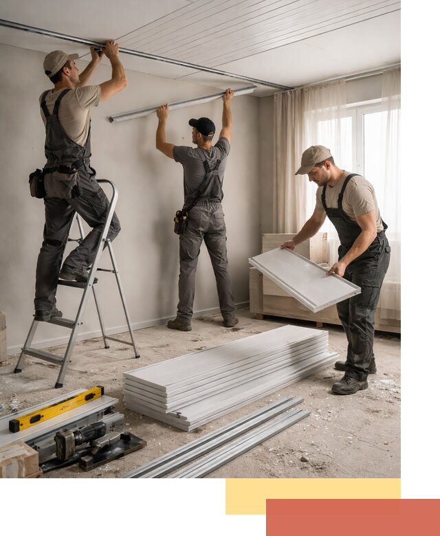 Монтаж потолка из ПВХ панелей в Кумертау оперативно и качественно