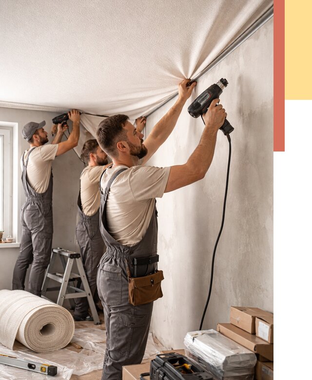 Монтаж фактурного натяжного потолка в Кумертау от 766 руб. — ОТДЕЛОЧНИК-Кра