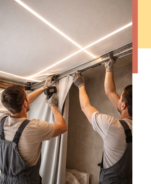 Монтаж натяжного потолка со световыми линиями в Кумертау от 1225 руб. | ОТДЕЛОЧНИК-Кра