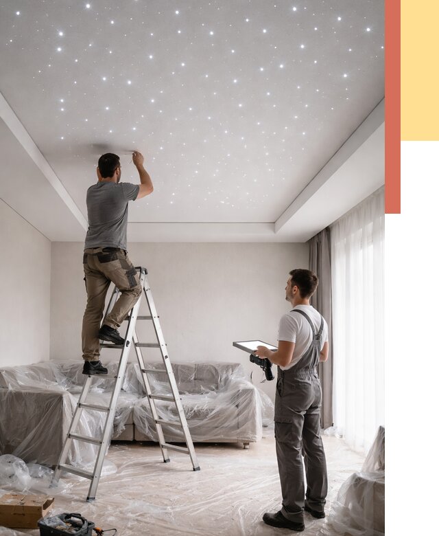 Монтаж натяжного потолка «звездное небо» в Кумертау от 6636 руб. | ОТДЕЛОЧНИК-Кра