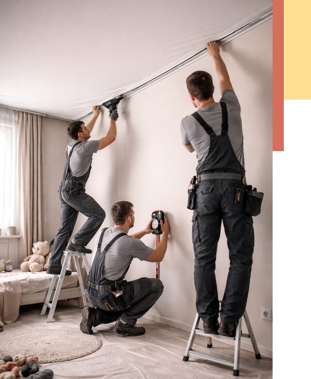 Монтаж натяжного потолка в детской в Кумертау от 3573 руб. — быстро и недорого | ОТДЕЛОЧНИК-Кра