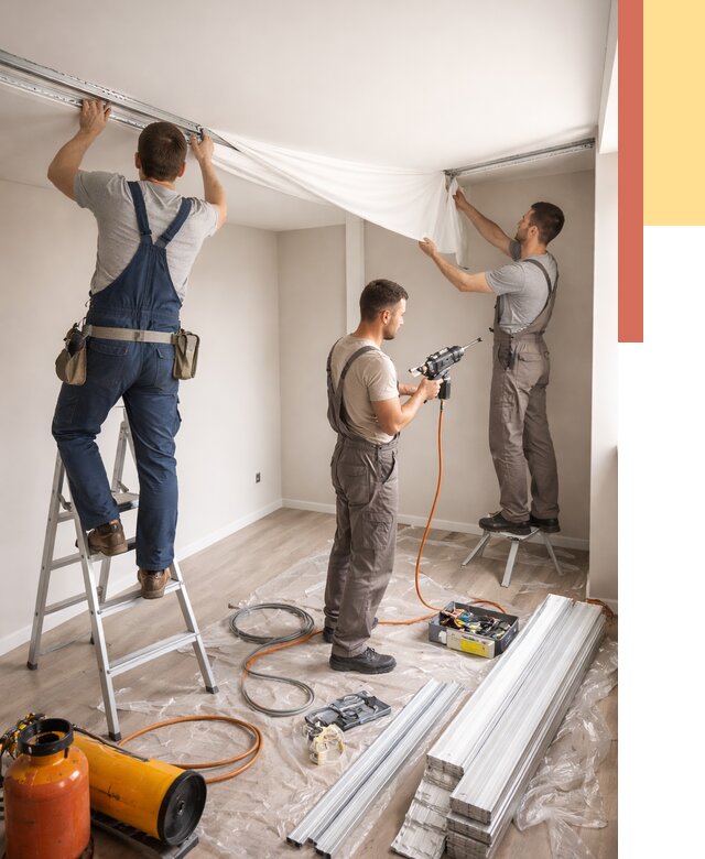 Монтаж натяжного потолка в студии в Кумертау от 5615 руб. — быстро и недорого | ОТДЕЛОЧНИК-Кра