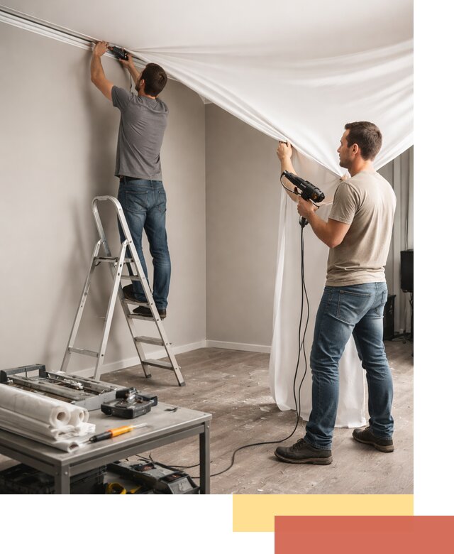 Монтаж натяжного потолка в студии в Кумертау