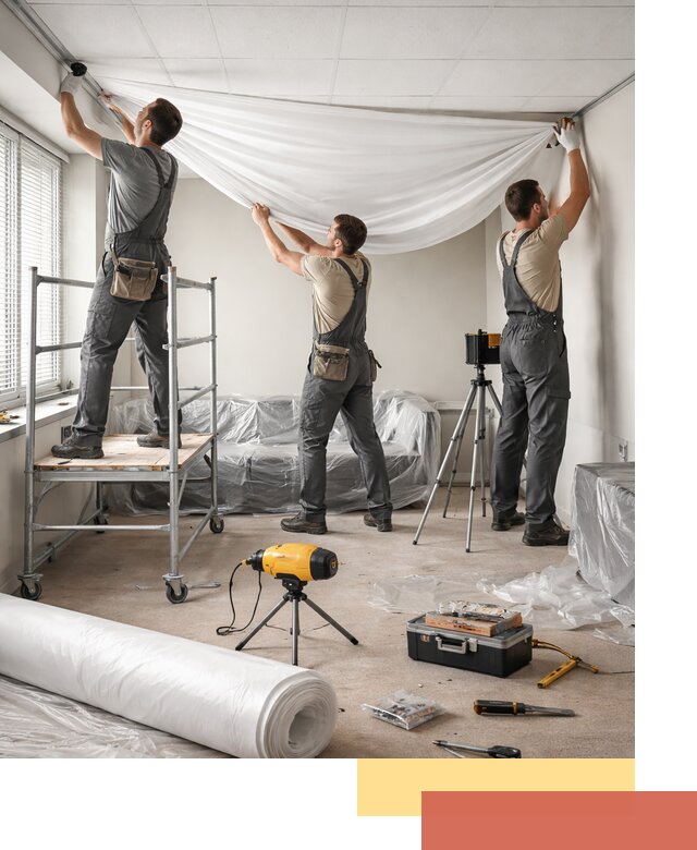 Монтаж натяжного потолка в офисе в Кумертау