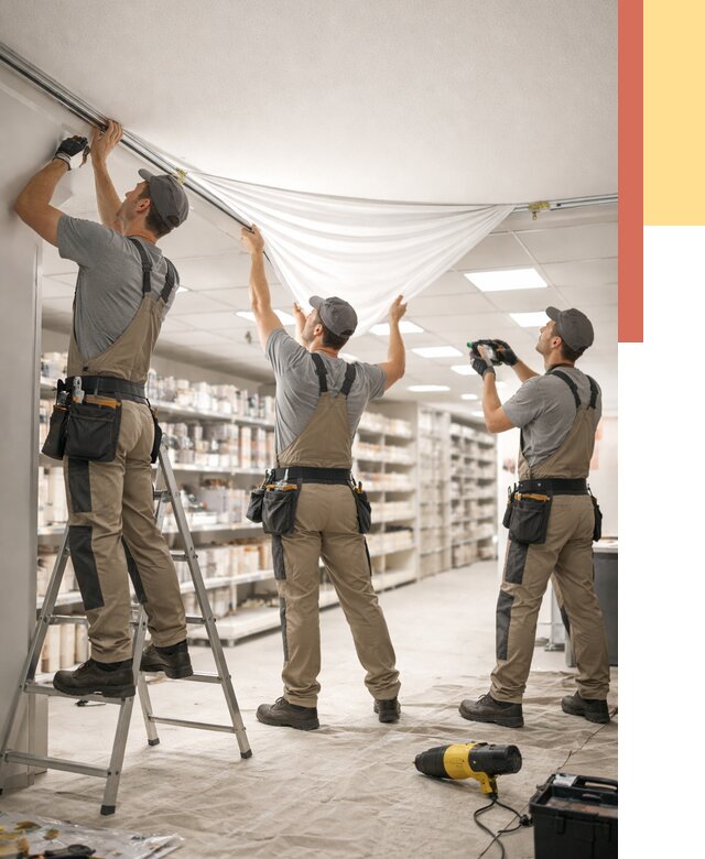 Монтаж натяжного потолка в магазине в Кумертау от 4594 руб. быстро и недорого | ОТДЕЛОЧНИК-Кра